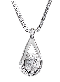 Silver-Tone Water Drop Zircon Necklace for Women – Elegant Crystal Pendant 823