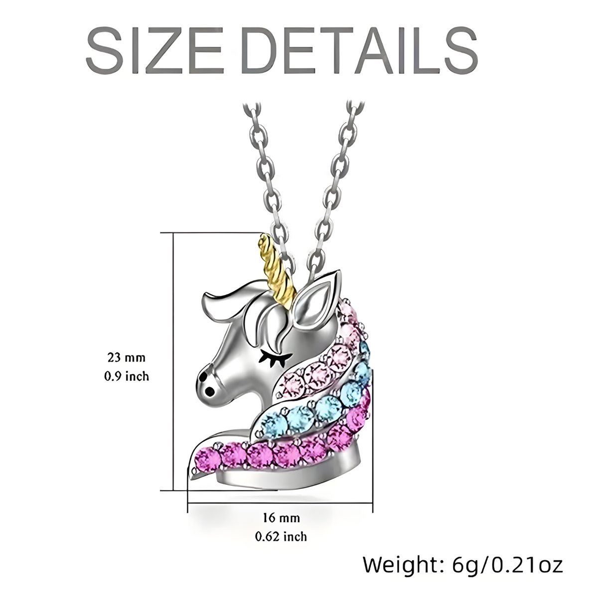 Unicorn Pendant Necklace for Girls – Crystal Rhinestone Cartoon Horse Charm 1160