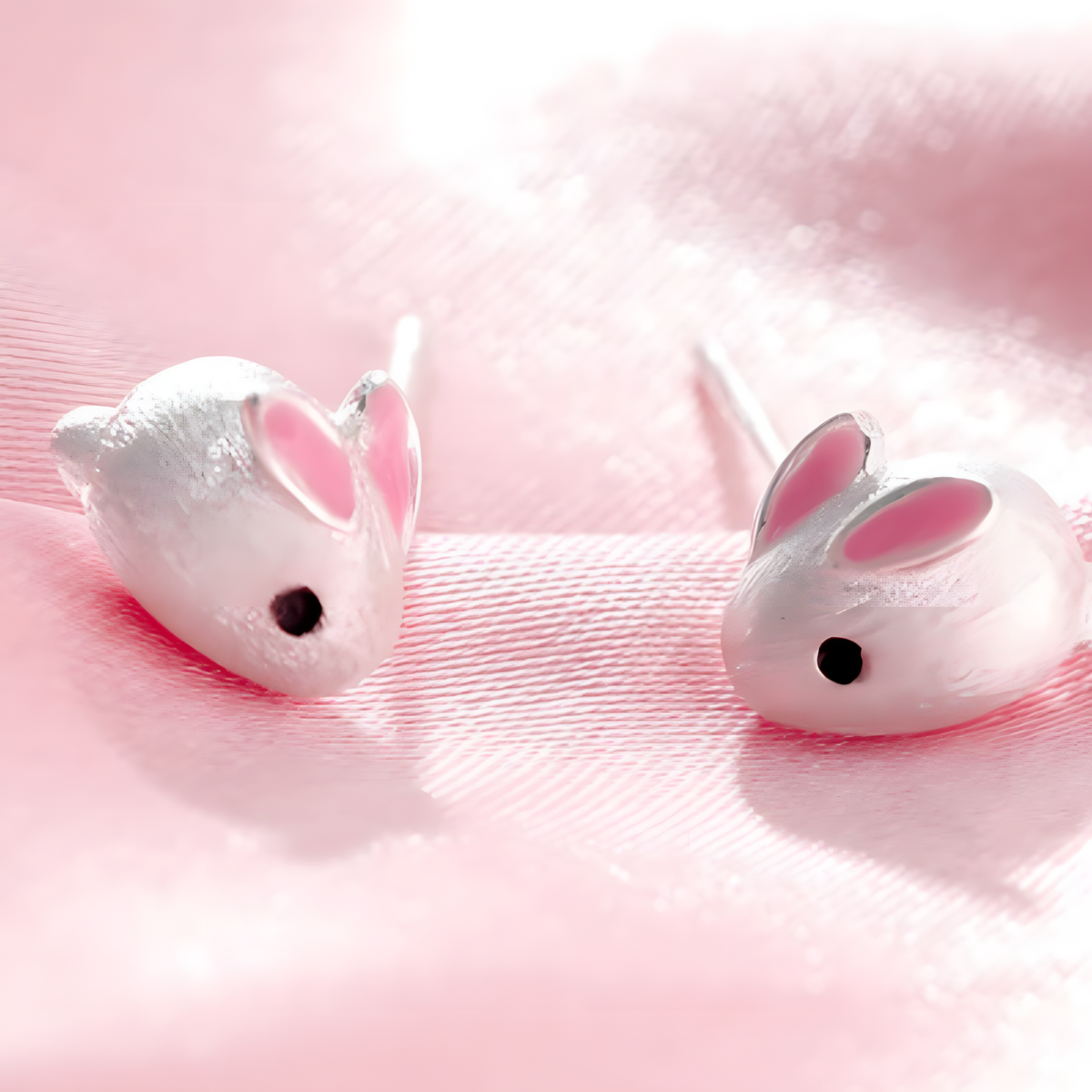 Rabbit Earrings for Women – 925 Silver-Plated Copper Alloy Cute Animal Studs 956