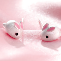 Rabbit Earrings for Women – 925 Silver-Plated Copper Alloy Cute Animal Studs 956