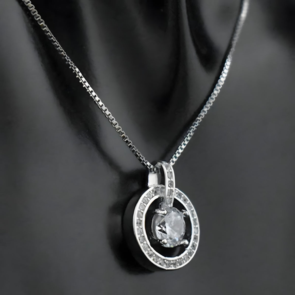 925 Sterling Silver Round AAA Zircon Pendant Necklaces Women Jewelry Dance 262