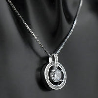 925 Sterling Silver Round AAA Zircon Pendant Necklaces Women Jewelry Dance 262