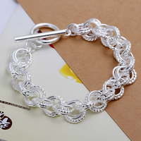 Toggle T-Bar Clasp, 8 Inch Length, 27g, Classic Round Link Charm Bracelet 1426