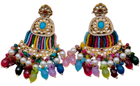 Elegant Bollywood Inspired Gold Kundan Earrings - Traditional Indian Jewelry 175