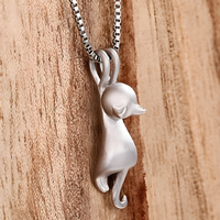 Cute Cat Pendant Necklace for Women – Minimalist Animal Design in Silver 829