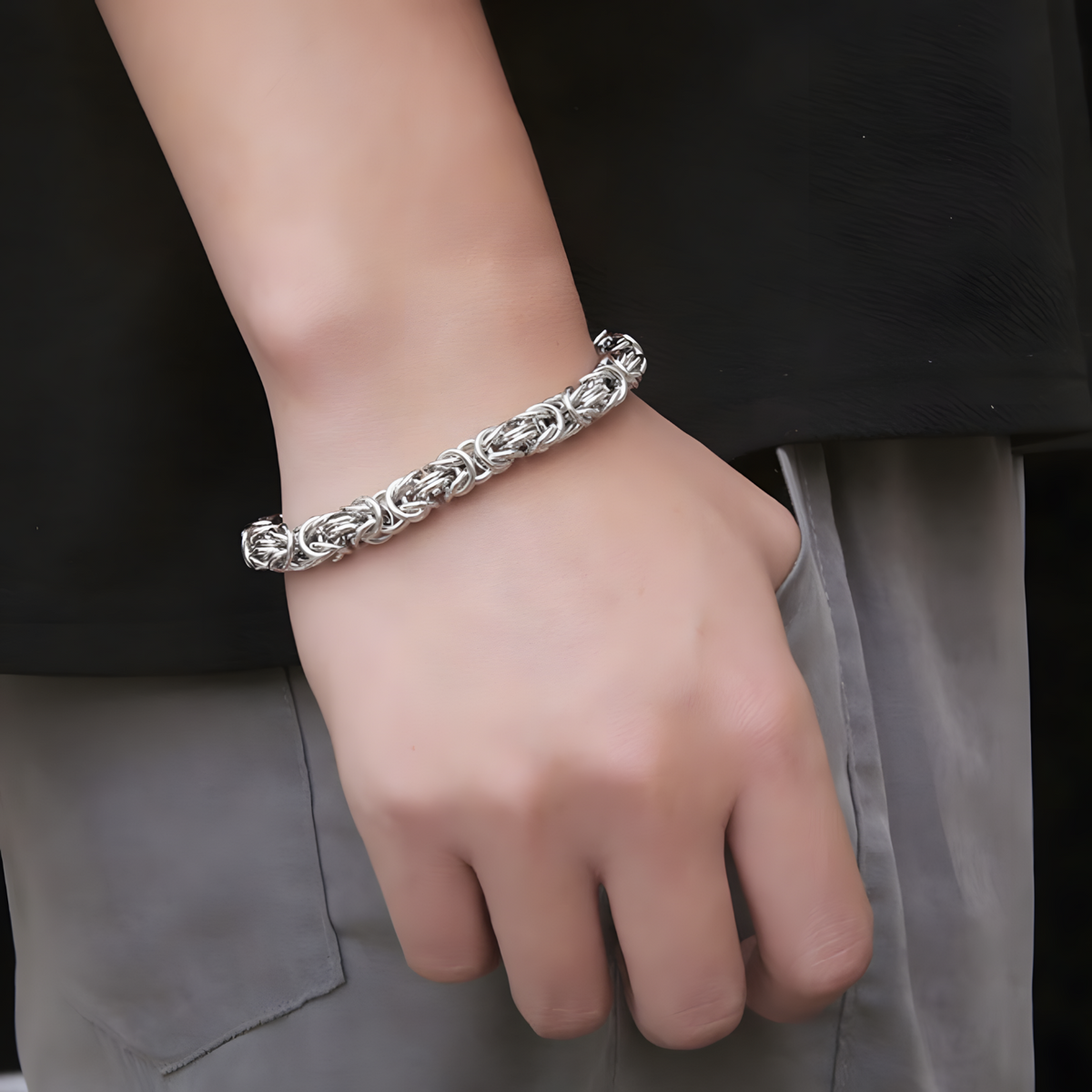 Men's Stainless Steel Byzantine Chain Bracelet | Robust Stylish Masculine 452