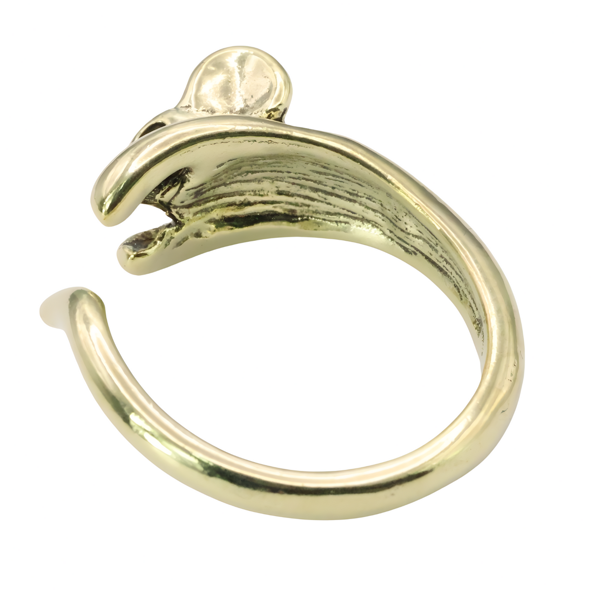Adjustable Gold Tone Mouse Ring — Cute Animal Wrap Open Band, Adjustable B263
