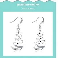 Silver Plated Crescent Wave Drop Earring Women–Elegant Spiral Dangle Design 1206