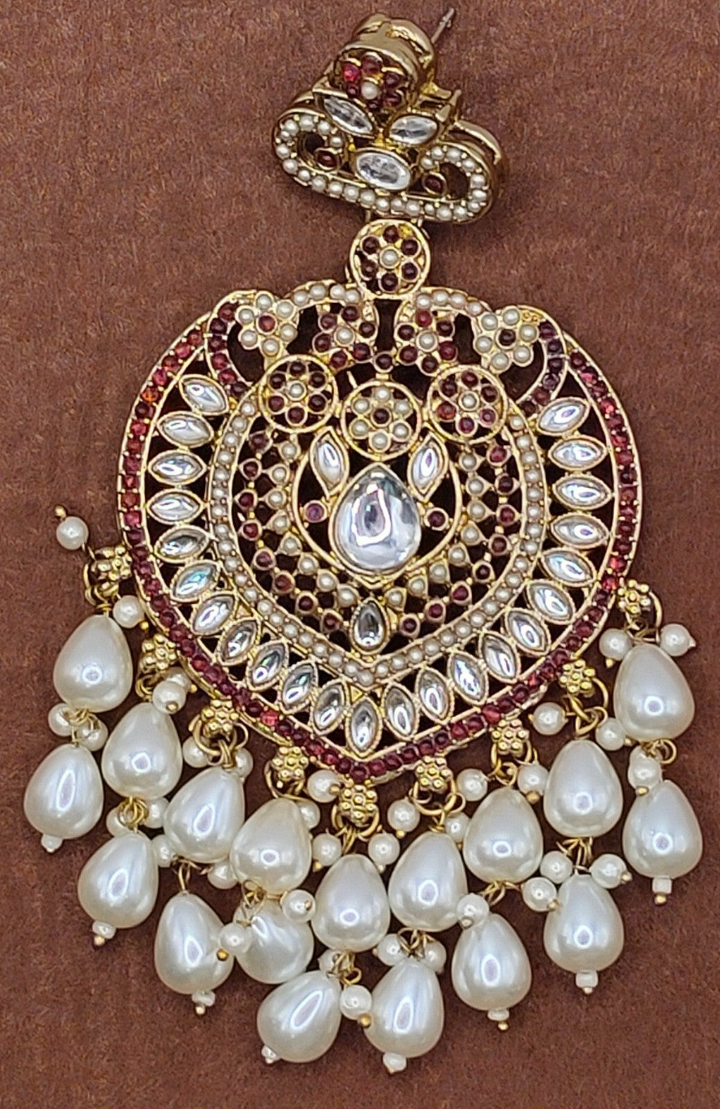 Elegant Bollywood Inspired Gold Kundan Earrings - Traditional Indian Jewelry 218