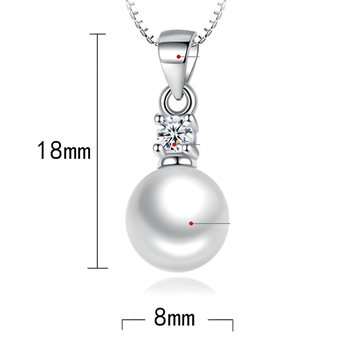 Unified Jewellery 925 Silver-Plated Round Pearl Pendant Necklace for Women 898