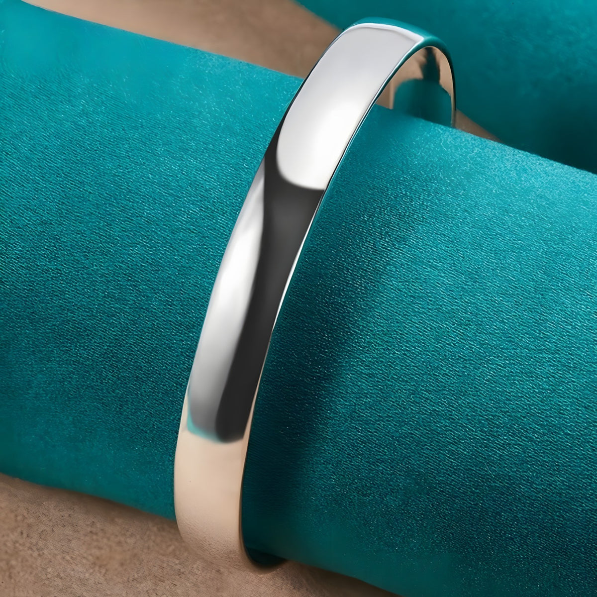 925 Sterling Silver Polished Bangle Bracelet Women Classic Solid Band Design 397