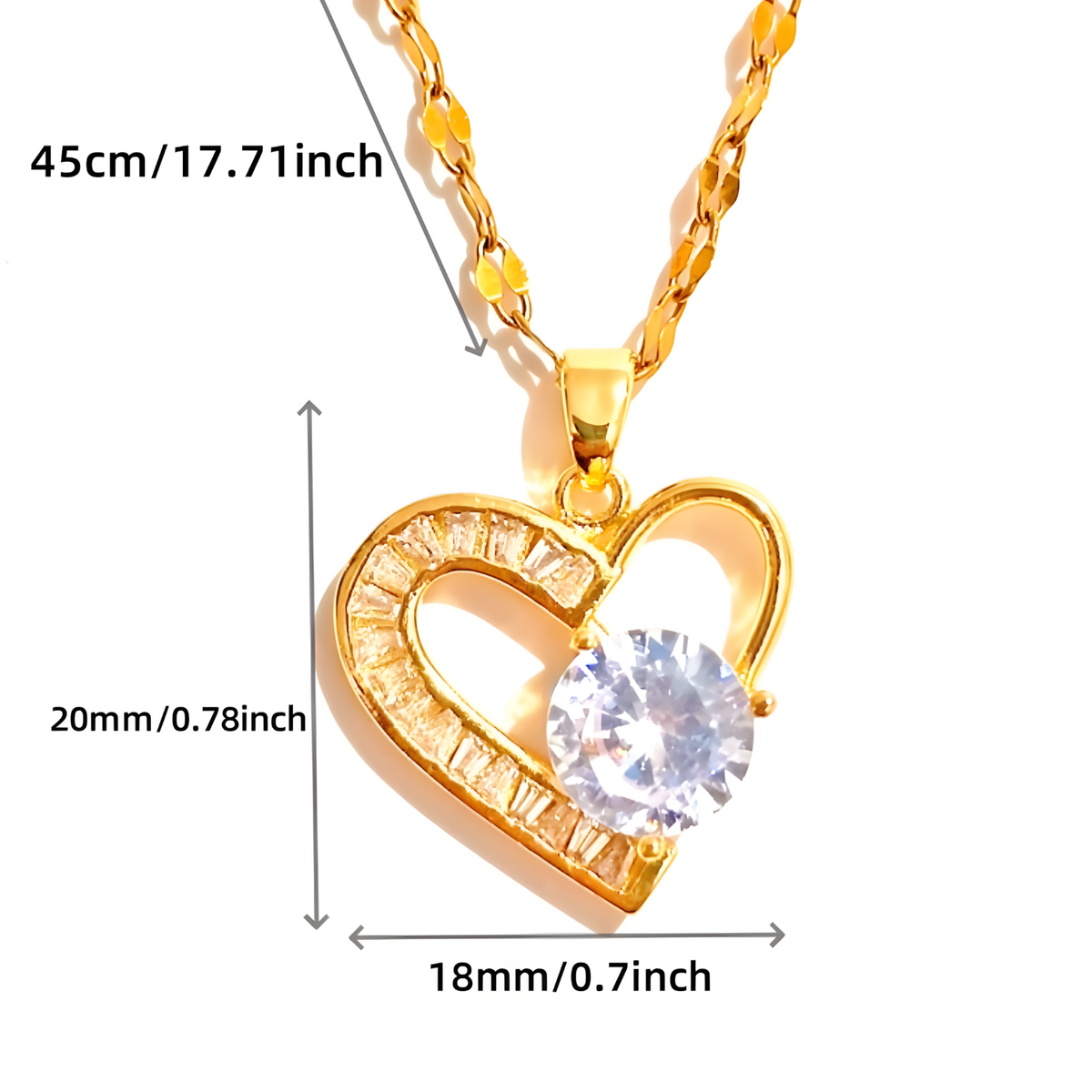 Heart Pendant Necklace Women Stainless Steel Trendy Gold Tone Heart Pendant 1153