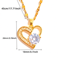 Heart Pendant Necklace Women Stainless Steel Trendy Gold Tone Heart Pendant 1153