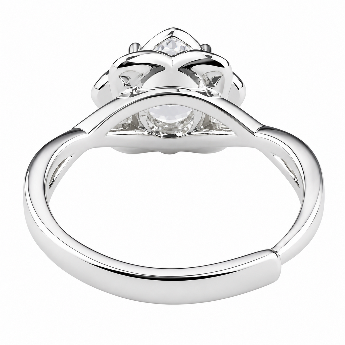 Women's Adjustable Flower Zircon Engagement Ring, Round Brilliant Promise 1643