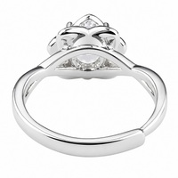 Women's Adjustable Flower Zircon Engagement Ring, Round Brilliant Promise 1643