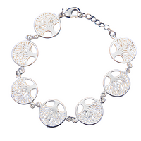 925 Sterling Silver Tree Of Life Bracelet Women Silver Chain Link Charm 1748