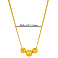 18K Gold Plated Stainless Steel Spherical Pendant Necklace 316L Snake Chain 730