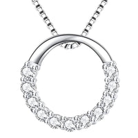 925 Sterling Silver Jewelry Round Zircon Pendants Necklaces Women Fine Semi 265