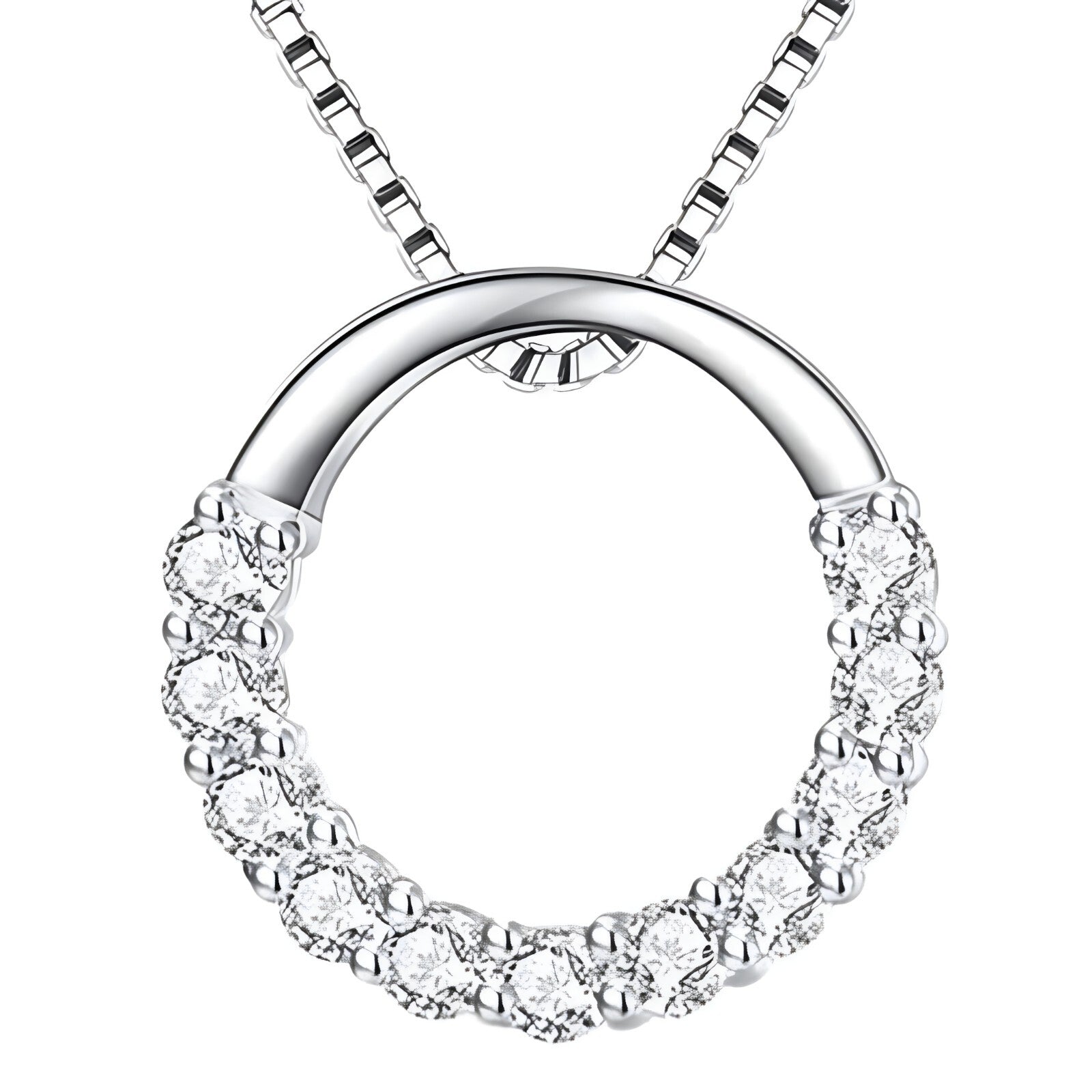 925 Sterling Silver Jewelry Round Zircon Pendants Necklaces Women Fine Semi 265