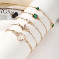 5pcs/Set Elegant Emerald Sparkle Square Butterfly Heart Bracelet Wedding 78 UK