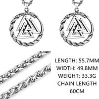 Valknut Ouroboros Pendant Necklace - Norse Viking Symbol - Silver Plated 1120