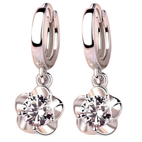 Unified Jeweller 925 Sterling Silver Zircon Floral Dangle Hoop Earring Women 463