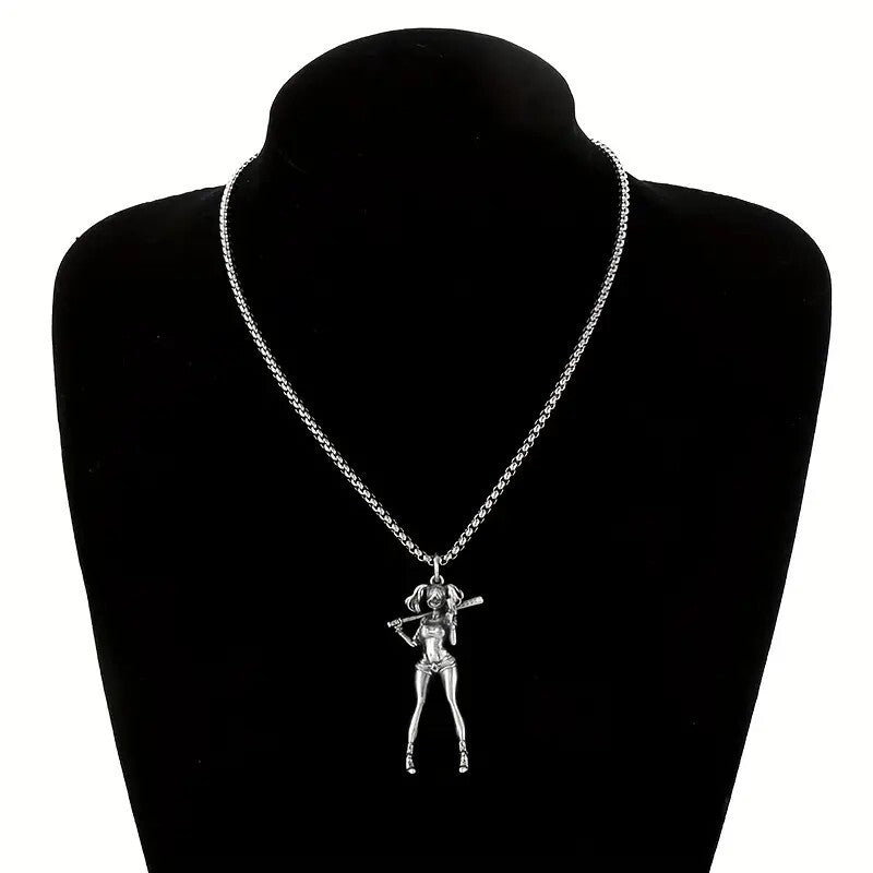 Exquisite Silver Necklace With Female Playing Baseball Pendant For Men 60 UK