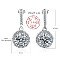 Sterling Silver Cubic Zirconia Drop Earring Elegant 925 Silver Plated Dangle 305
