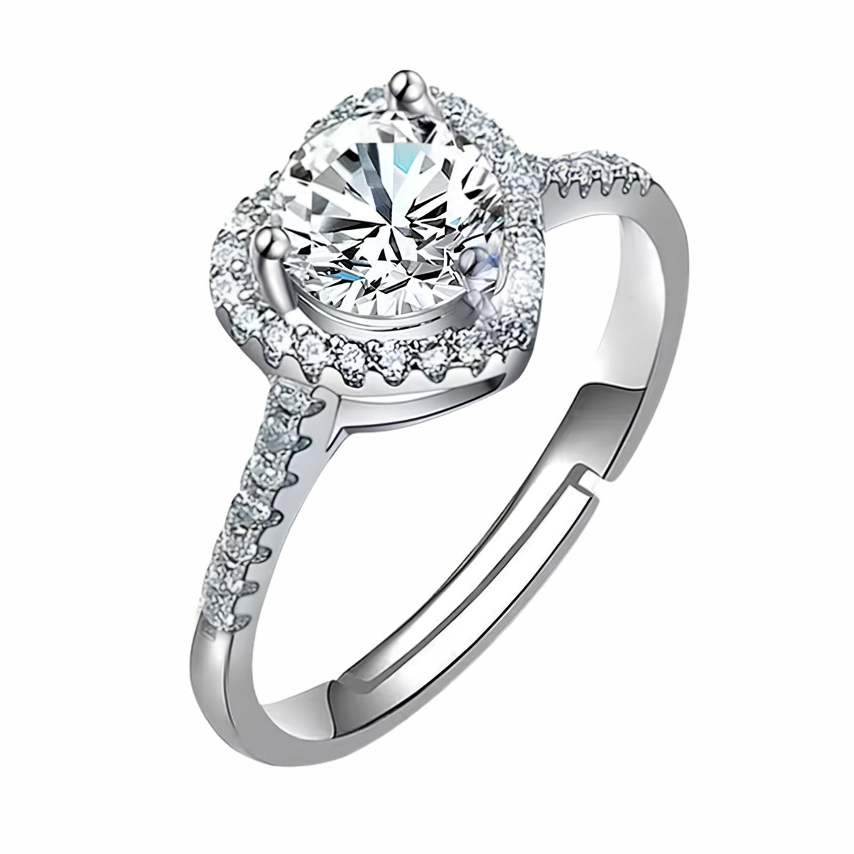 Adjustable Pear Shaped Halo Ring, Sparkling Zircon Proposal Ring, Silver 1623