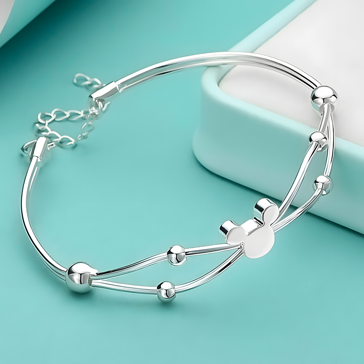 Adjustable Mouse Silhouette Bracelet for Women - Multi Strand Bangle 1815