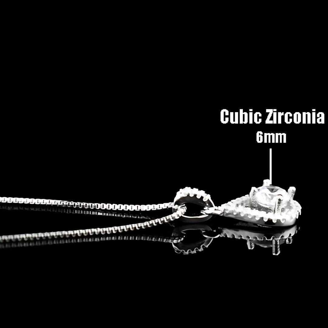 925 Sterling Silver Fine AAA Zircon Angel Tear Water Drop Pendant Necklace 251