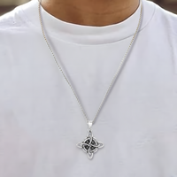 Stainless Steel Celtic Knot Pendant Necklace - Geometric Ethnic Cross Knot 1239