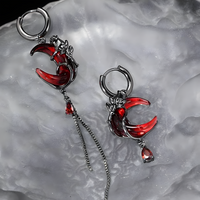 Gothic Red Moon Drop Earrings for Women – Neo-Gothic Asymmetrical Design B50