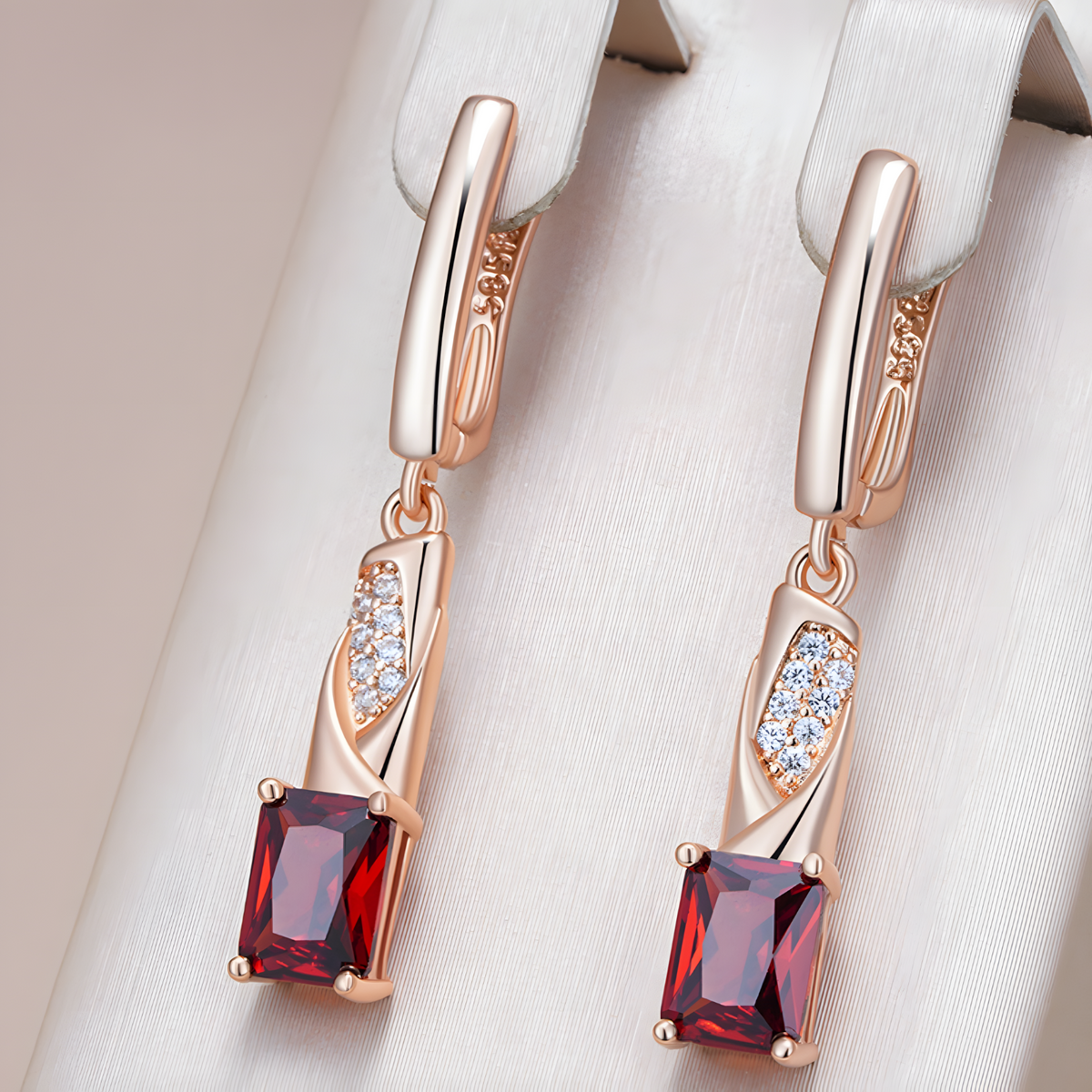 Rose Gold Colour Long Drop Earrings for Women, Copper Alloy Dangle Earrings 1291
