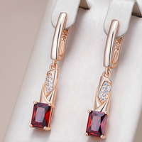 Rose Gold Colour Long Drop Earrings for Women, Copper Alloy Dangle Earrings 1291
