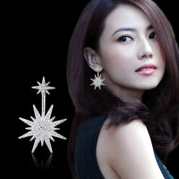 Sterling Silver Star Drop Earrings with Cubic Zirconia Dangle Earrings 342