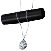 Silver Tone Filigree Teardrop Pendant Necklace Women's Fashion Jewelry Gift 410