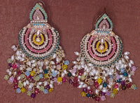 Elegant Bollywood Inspired Gold Kundan Earrings - Traditional Indian Jewelry 178