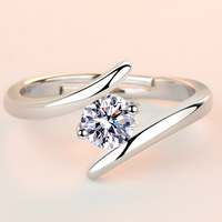 Classic Rhodium-Plated Bypass Ring With Round Cubic Zirconia Centre Stone 1440