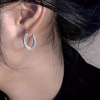 Sparkling Hoop Earrings Zinc Alloy Jewelry Vintage Elegant Style Geometric 72