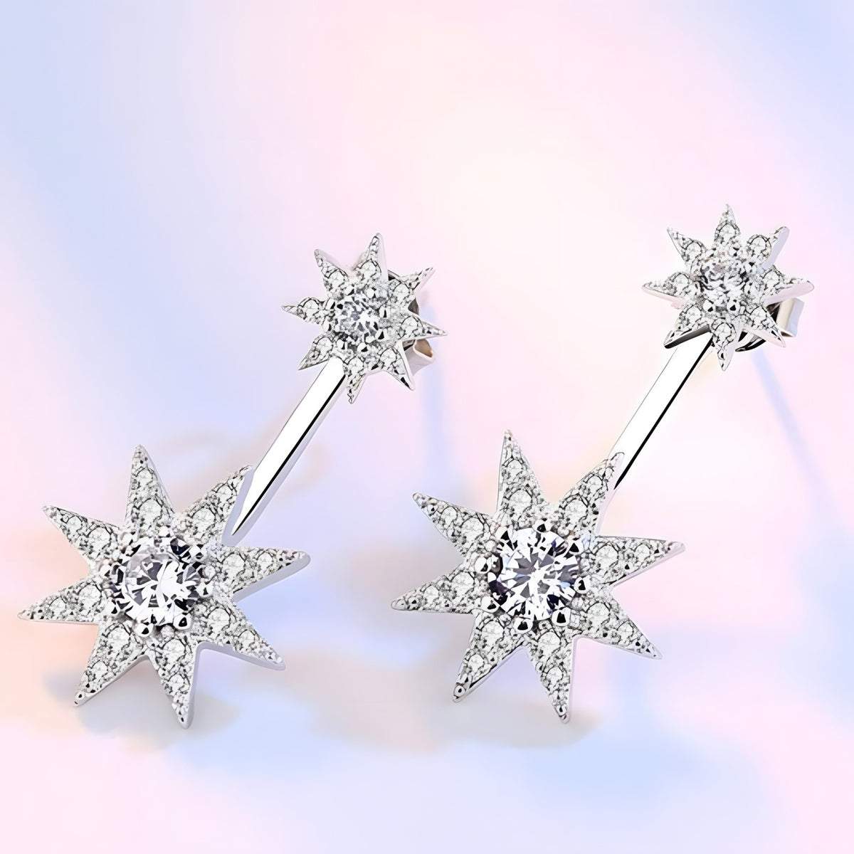 Sparkling Star Drop Earrings for Women - 925 Sterling Silver Elegant Dangle 332