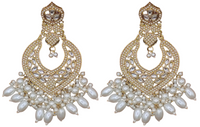Elegant Bollywood Inspired Gold Kundan Earrings - Traditional Indian Jewelry 195