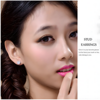 925 Sterling Silver Brilliant Cut Stud Earrings – Crystals, Hypoallergenic 312