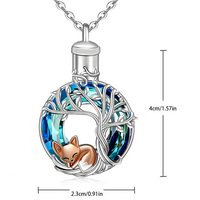 Lovely Fox Tree of Life Crystal Urn Necklace - Keepsake Memorial Jewellery B68
