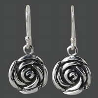 Rose Disc Drop Earrings For Women Silver-Plated Alloy 5.3g Hook Earrings 1478