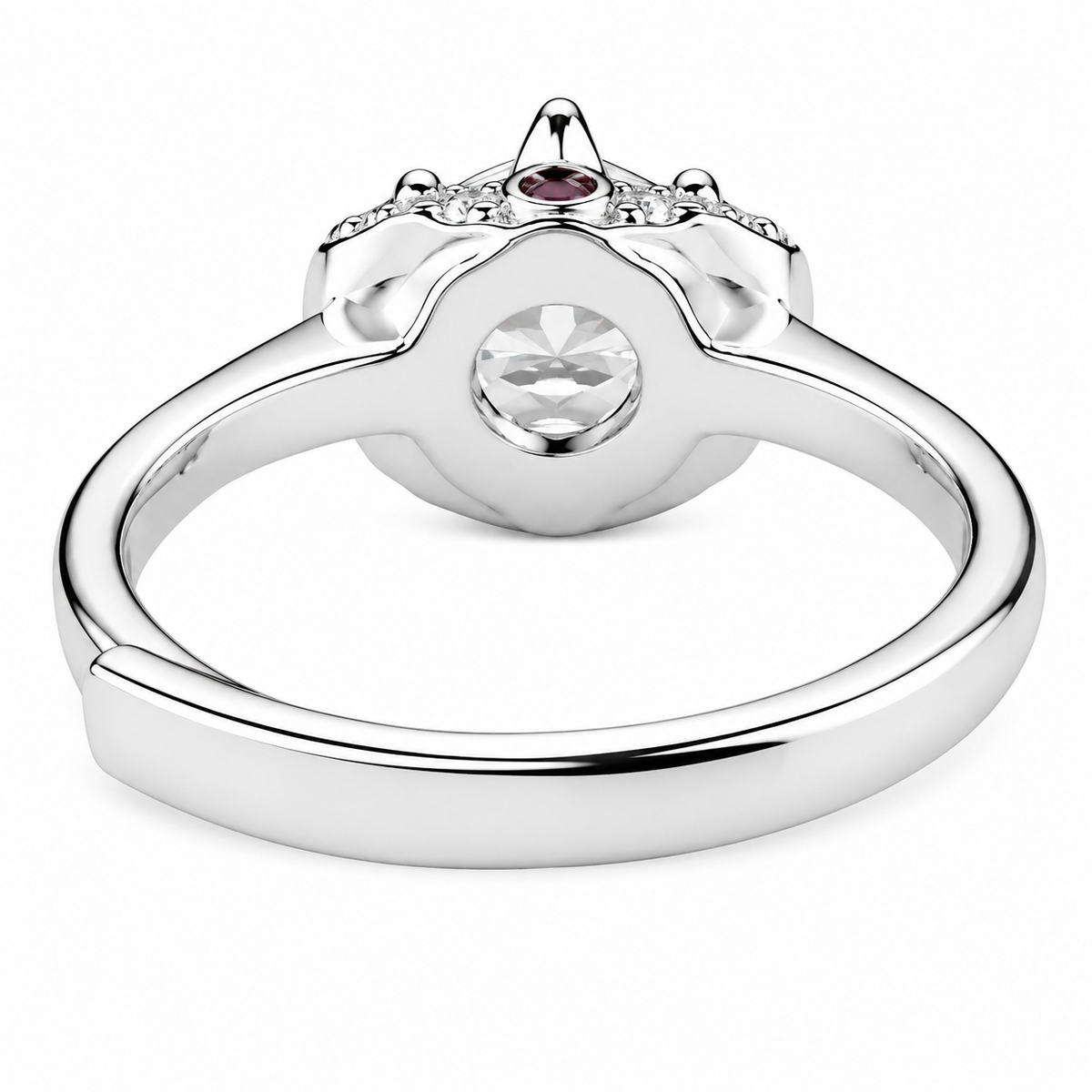 Adjustable Round Brilliant Zircon Proposal Ring, Crown Style Solitaire 1633