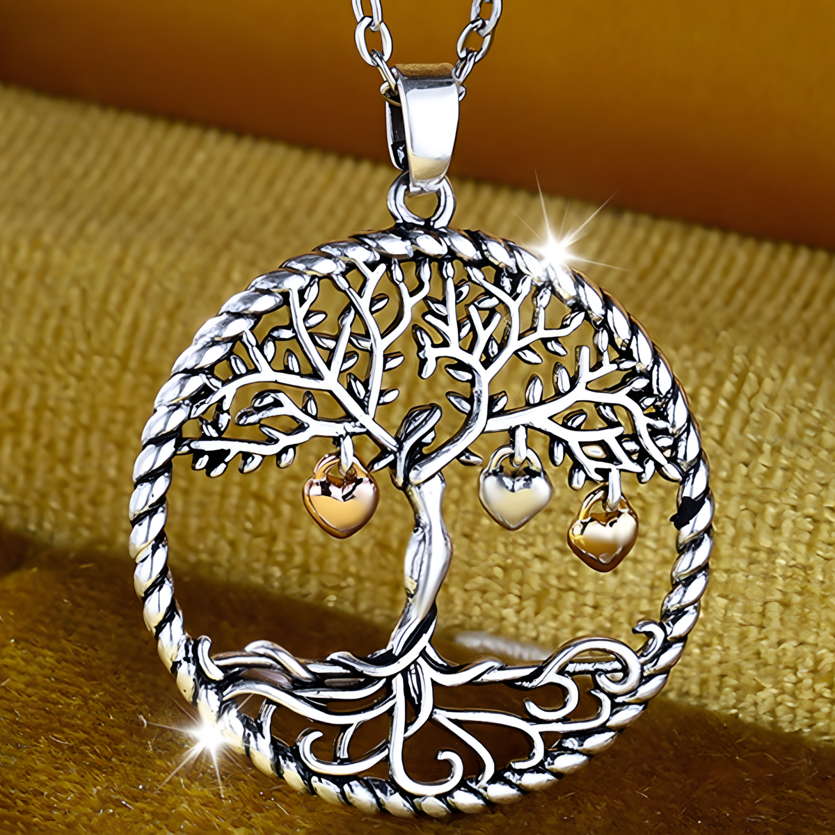 Tree Of Life Pendant Necklace-Copper Metal Family Tree Necklace Zirconia 1132