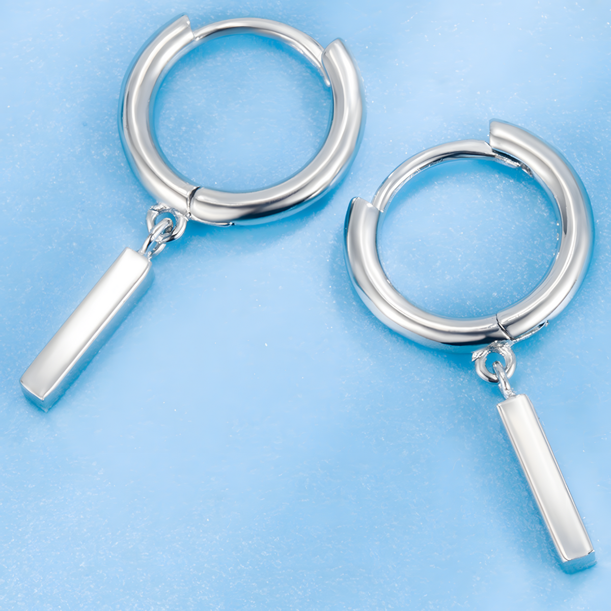 925 Silver-Plated Bar Drop Hoop Earring for Women Minimalist Dangle Earrings 917
