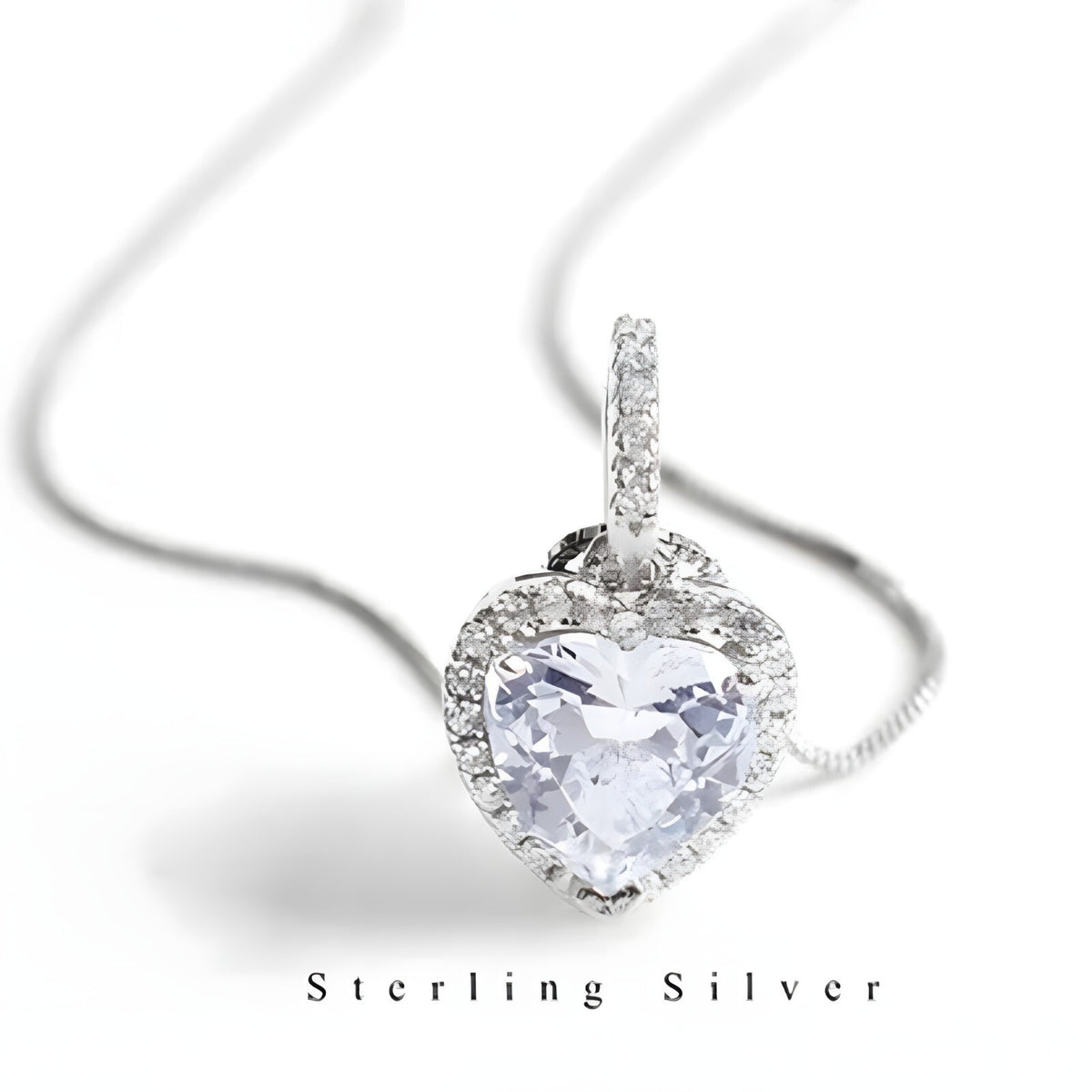 925 Sterling Silver Heart Pendant Necklace AAA Cubic Zirconia Charm Jewelry  275