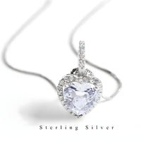 925 Sterling Silver Heart Pendant Necklace AAA Cubic Zirconia Charm Jewelry  275